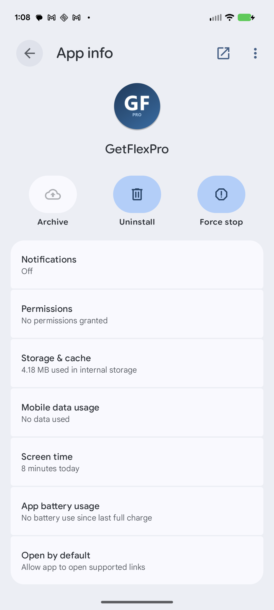 App info → ⋮ menu