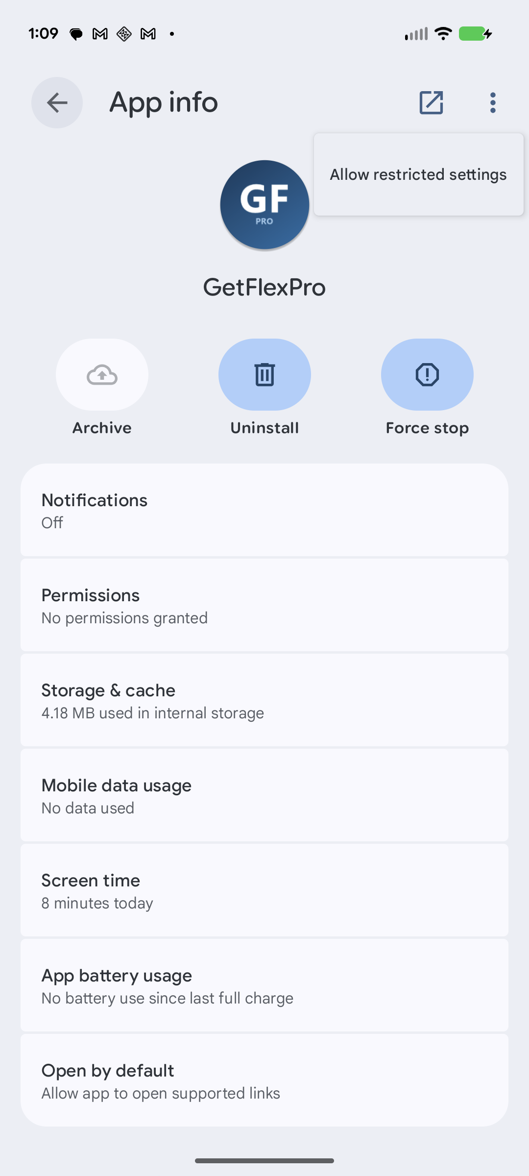 Allow restricted settings